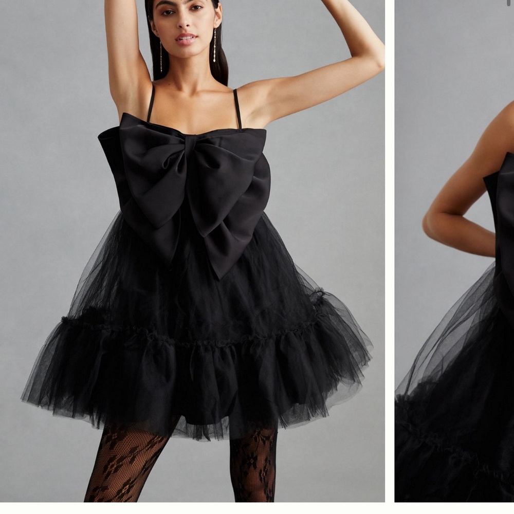 Hutch Black Mini Dress with Bow Detail